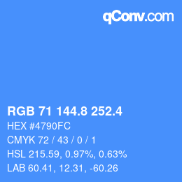 カラーコード: RGB 71 144.8 252.4 | qconv.com