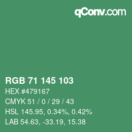 Color code: RGB 71 145 103 | qconv.com