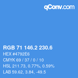 カラーコード: RGB 71 146.2 230.6 | qconv.com