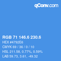 カラーコード: RGB 71 146.6 230.6 | qconv.com