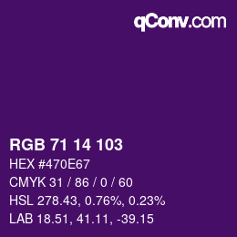 Color code: RGB 71 14 103 | qconv.com