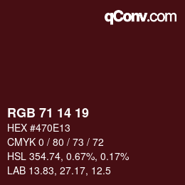 Color code: RGB 71 14 19 | qconv.com