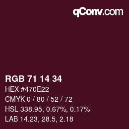 Color code: RGB 71 14 34 | qconv.com
