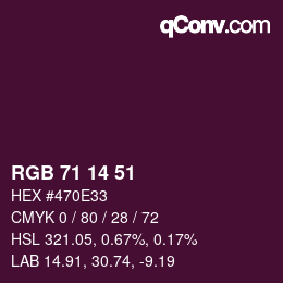 Color code: RGB 71 14 51 | qconv.com