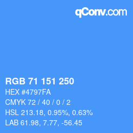 Color code: RGB 71 151 250 | qconv.com