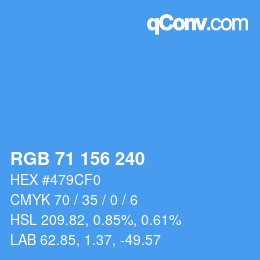 カラーコード: RGB 71 156 240 | qconv.com