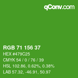 カラーコード: RGB 71 156 37 | qconv.com