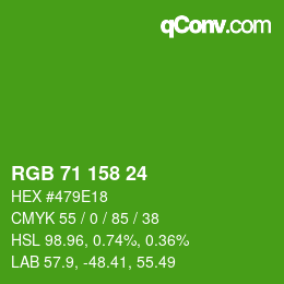 カラーコード: RGB 71 158 24 | qconv.com