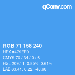 カラーコード: RGB 71 158 240 | qconv.com