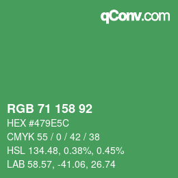 カラーコード: RGB 71 158 92 | qconv.com
