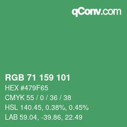 カラーコード: RGB 71 159 101 | qconv.com