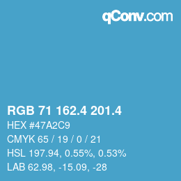 カラーコード: RGB 71 162.4 201.4 | qconv.com