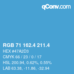 カラーコード: RGB 71 162.4 211.4 | qconv.com