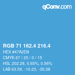 カラーコード: RGB 71 162.4 216.4 | qconv.com