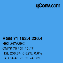 カラーコード: RGB 71 162.4 236.4 | qconv.com