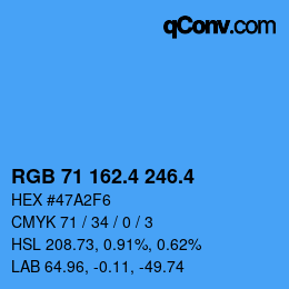 カラーコード: RGB 71 162.4 246.4 | qconv.com