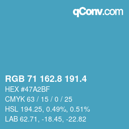 カラーコード: RGB 71 162.8 191.4 | qconv.com