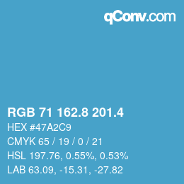 カラーコード: RGB 71 162.8 201.4 | qconv.com