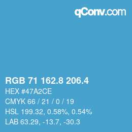 カラーコード: RGB 71 162.8 206.4 | qconv.com