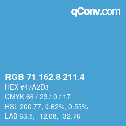 カラーコード: RGB 71 162.8 211.4 | qconv.com
