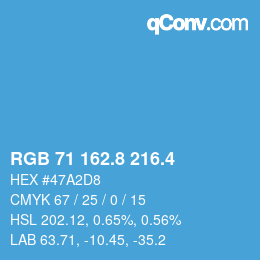 カラーコード: RGB 71 162.8 216.4 | qconv.com