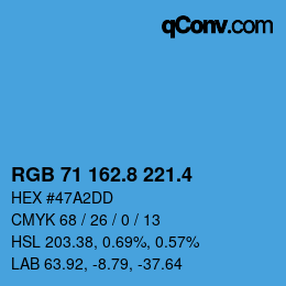 カラーコード: RGB 71 162.8 221.4 | qconv.com