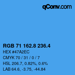 カラーコード: RGB 71 162.8 236.4 | qconv.com