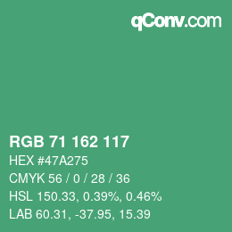 Color code: RGB 71 162 117 | qconv.com