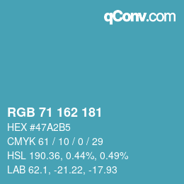カラーコード: RGB 71 162 181 | qconv.com