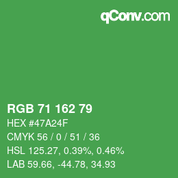 カラーコード: RGB 71 162 79 | qconv.com