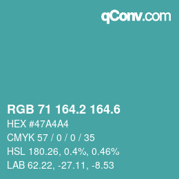 カラーコード: RGB 71 164.2 164.6 | qconv.com