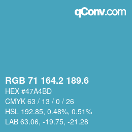 カラーコード: RGB 71 164.2 189.6 | qconv.com