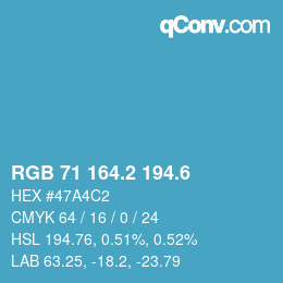 カラーコード: RGB 71 164.2 194.6 | qconv.com