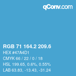 カラーコード: RGB 71 164.2 209.6 | qconv.com