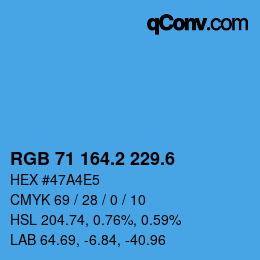 カラーコード: RGB 71 164.2 229.6 | qconv.com