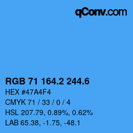 カラーコード: RGB 71 164.2 244.6 | qconv.com