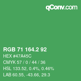 カラーコード: RGB 71 164.2 92 | qconv.com