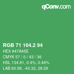 カラーコード: RGB 71 164.2 94 | qconv.com
