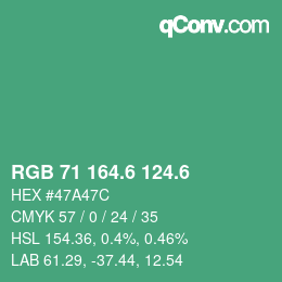 カラーコード: RGB 71 164.6 124.6 | qconv.com