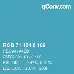 カラーコード: RGB 71 164.6 189 | qconv.com