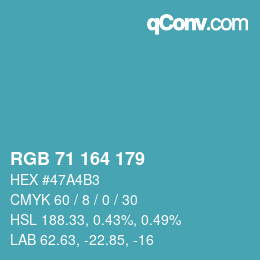 Color code: RGB 71 164 179 | qconv.com