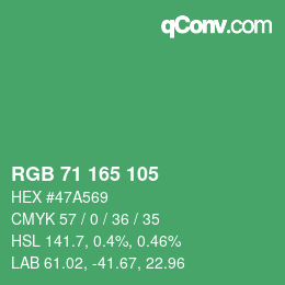 Color code: RGB 71 165 105 | qconv.com