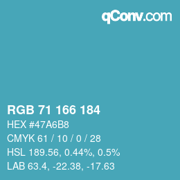 颜色代码: RGB 71 166 184 | qconv.com