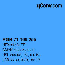 Color code: RGB 71 166 255 | qconv.com