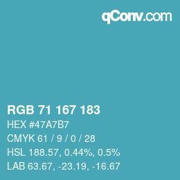 Código de color: RGB 71 167 183 | qconv.com