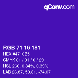 Color code: RGB 71 16 181 | qconv.com