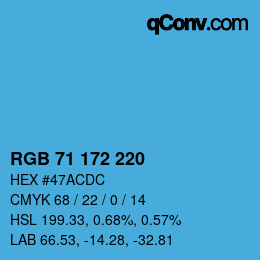 颜色代码: RGB 71 172 220 | qconv.com