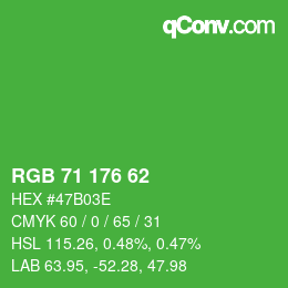 Color code: RGB 71 176 62 | qconv.com