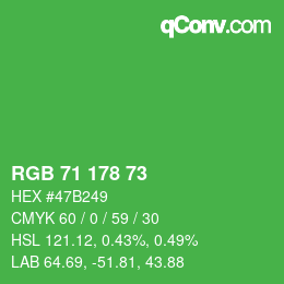 Color code: RGB 71 178 73 | qconv.com