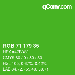 颜色代码: RGB 71 179 35 | qconv.com
